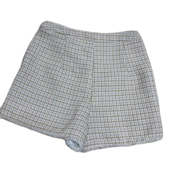 Shorts for Women High Waist Plaid Pattern Tweed Wide Leg Shorts Size M - Picture 2 of 8